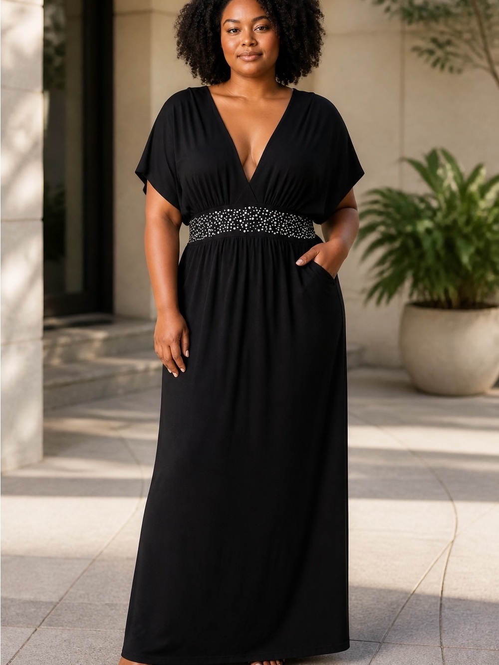 Bisou Bisou Women's Dress SZ 22W Black/Silver NWT $70